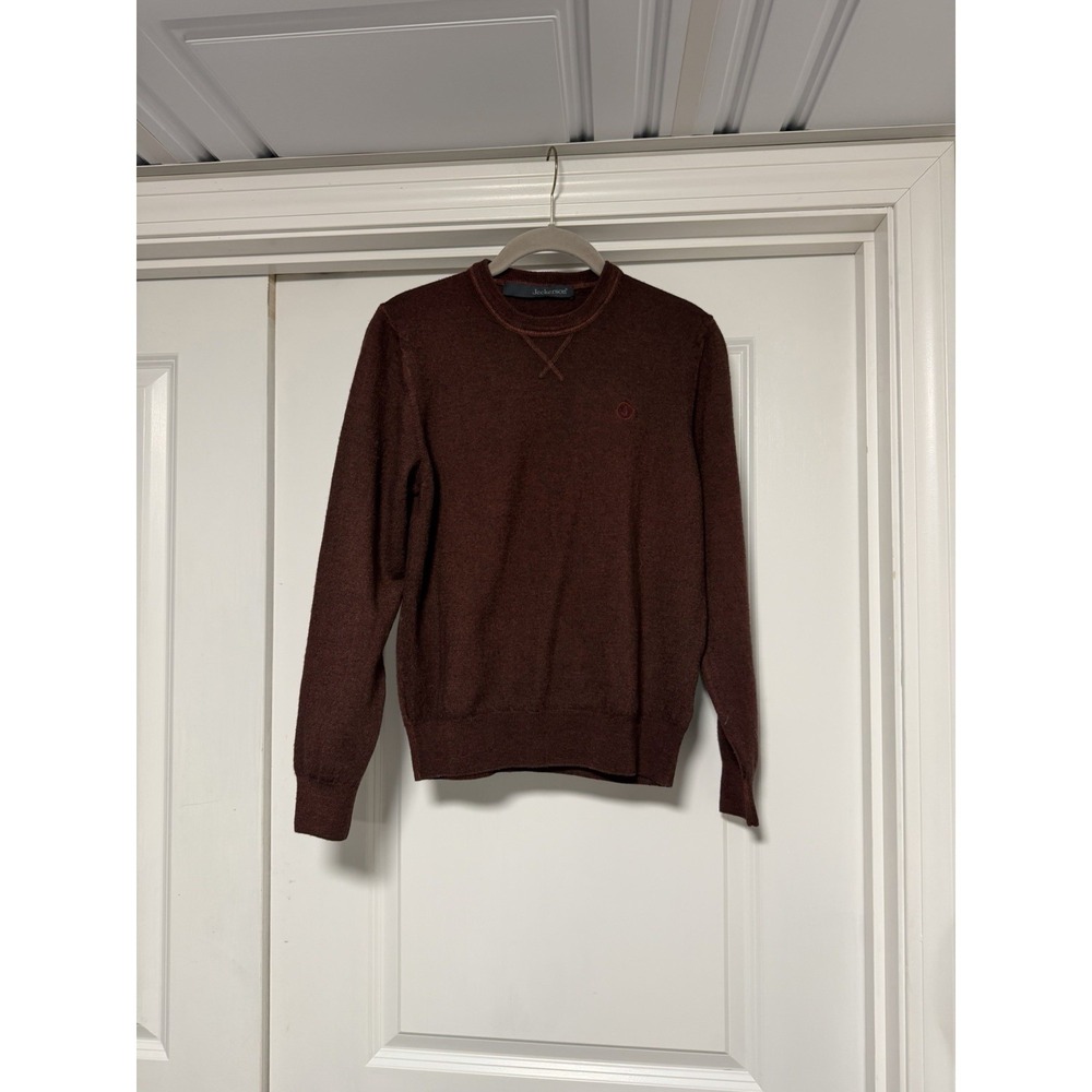 Jeckerson, Men's Marino Wool Crewneck Sweater, Maroon/Brown, Size Small